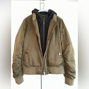 French Connection Olive and Black Puffer Jacket Size M